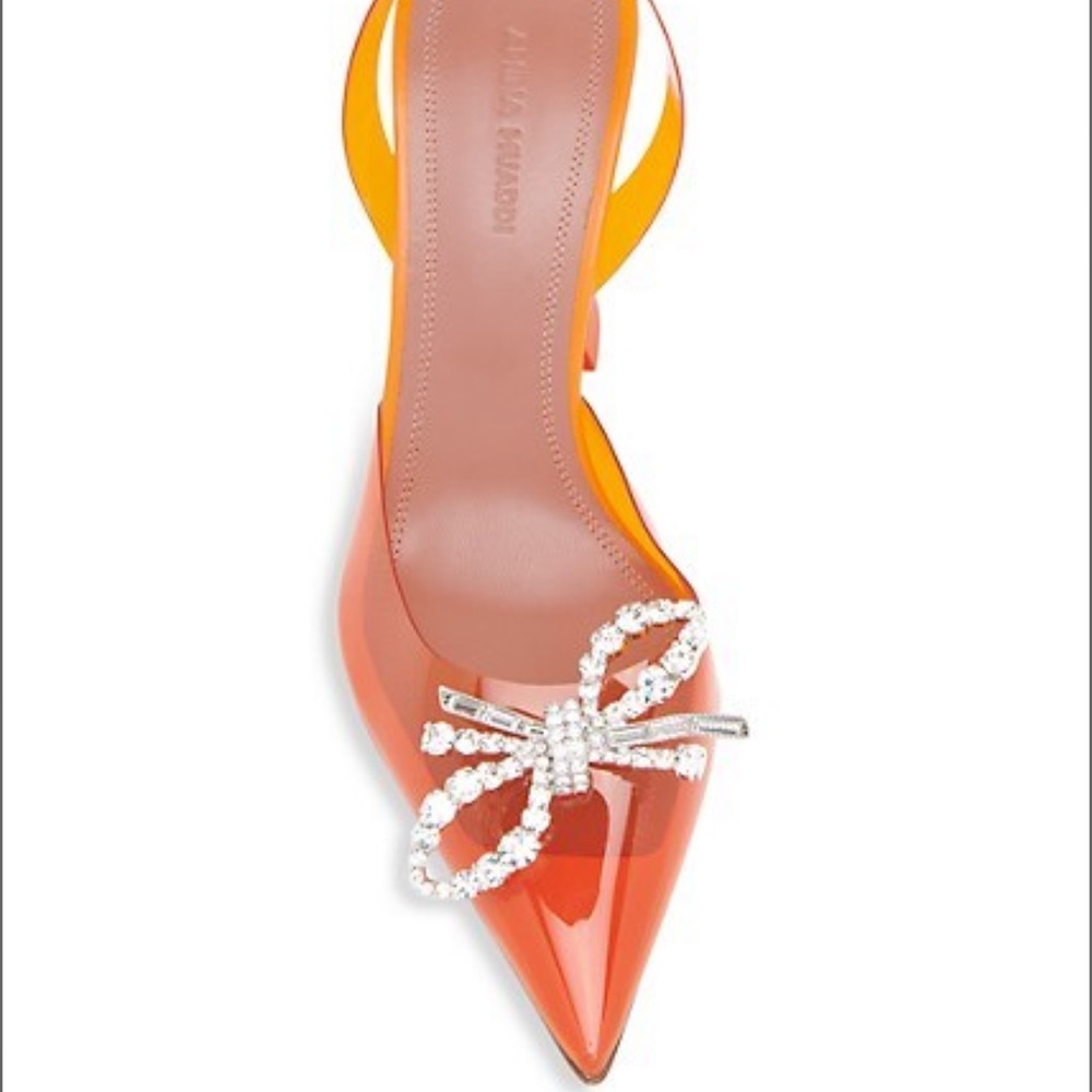 Amina Muaddi Rosie Crystal-Embellished Transparent Slingback Pumps